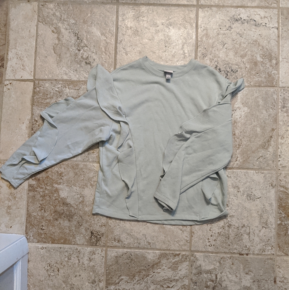 Mint Green Ruffle Sweatshirt - Picture 2 of 2